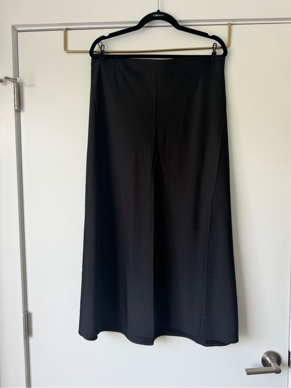 Old Navy Black Satin Midi Slip Skirt